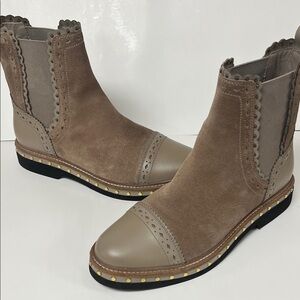 Free People Women’s Tan Stud-Trim Atlas Chelsea Boot size 38